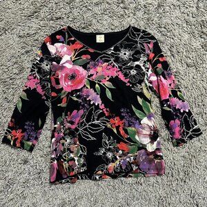 2000s Printed Quarter Sleeve Tee Size M